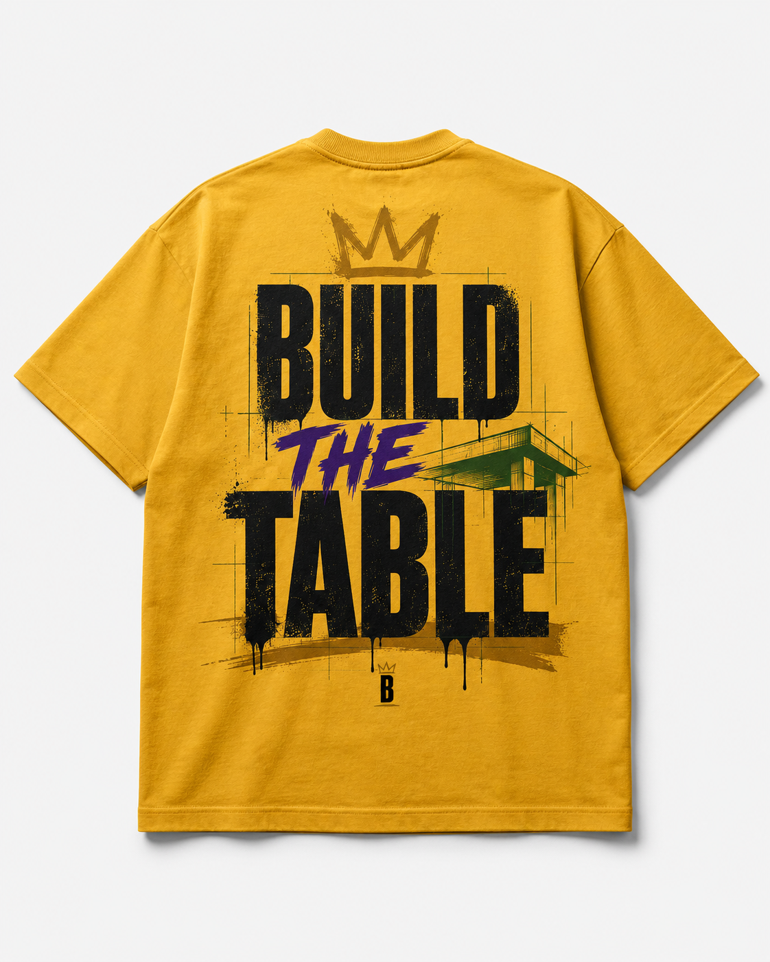 Build the Table - Legacy Gold heavyweight tee, back view
