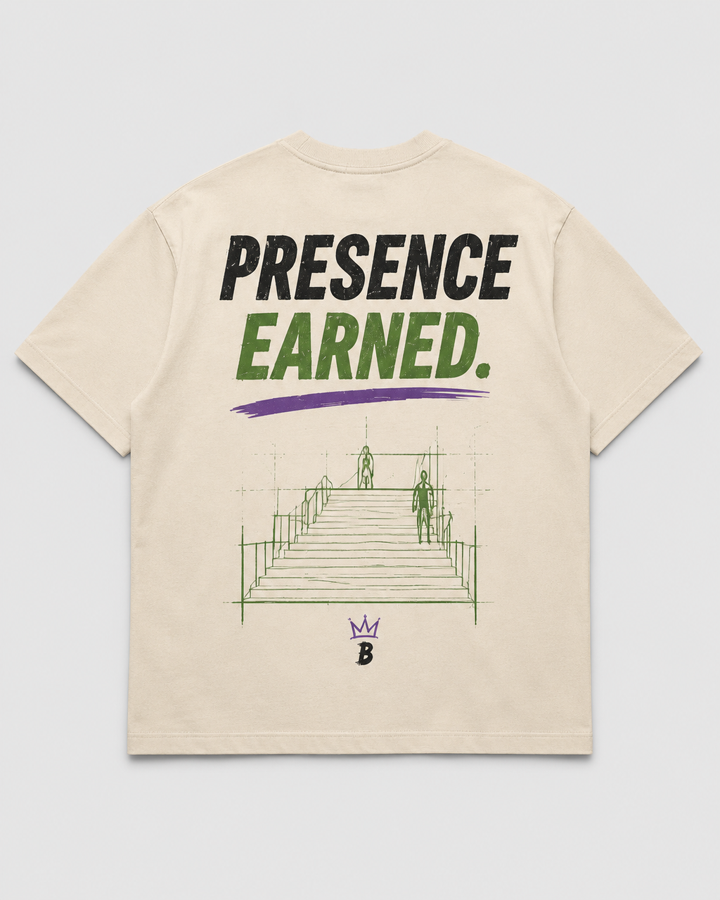 Presence Earned - Bone Structure heavyweight tee, back view