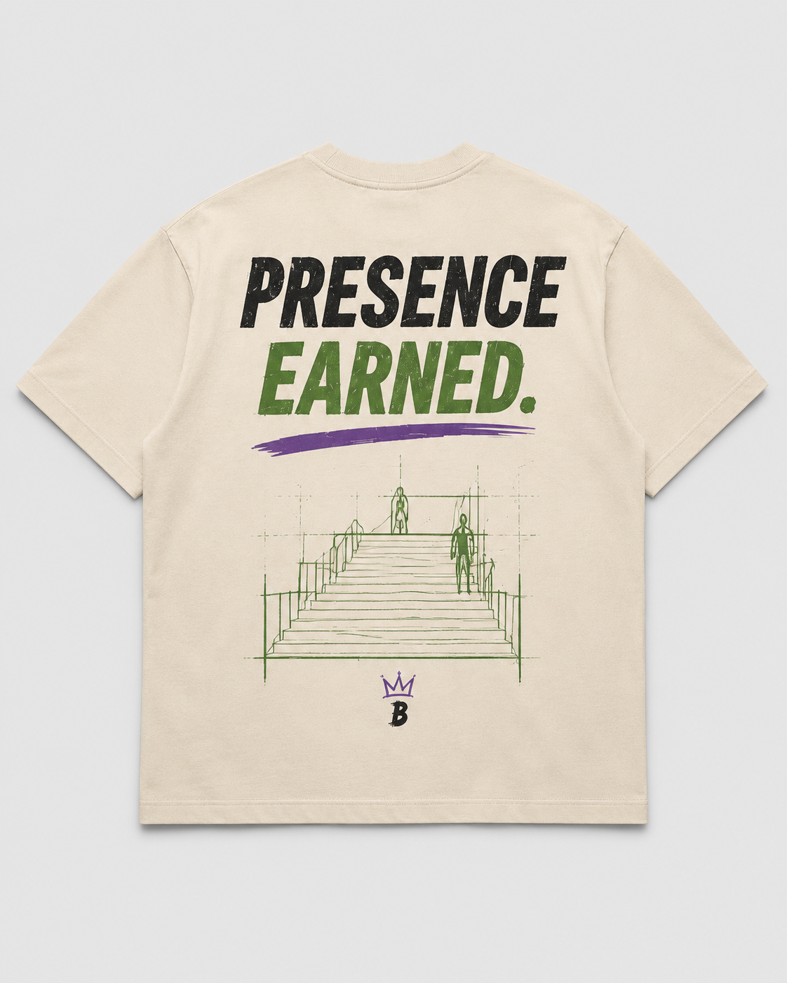 Presence Earned - Bone Structure heavyweight tee, back view