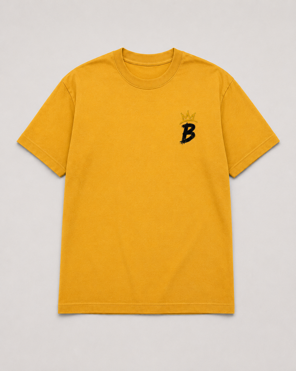 Presence Earned - Legacy Gold heavyweight tee, front view