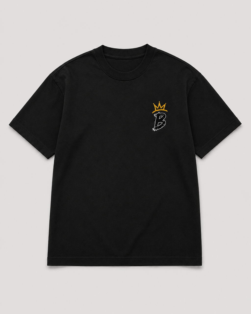 The Work Walks In Before You Do - Foundation Black heavyweight tee, front view