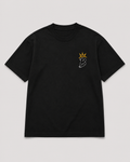 The Work Walks In Before You Do - Foundation Black heavyweight tee, front view