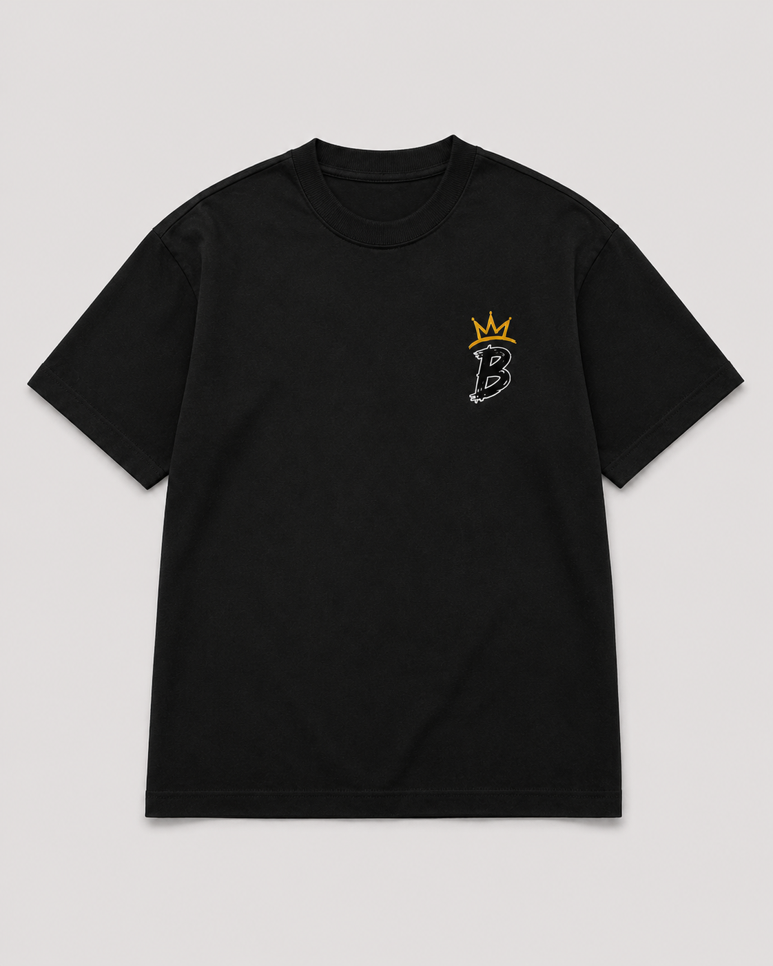 The Work Walks In Before You Do - Foundation Black heavyweight tee, front view