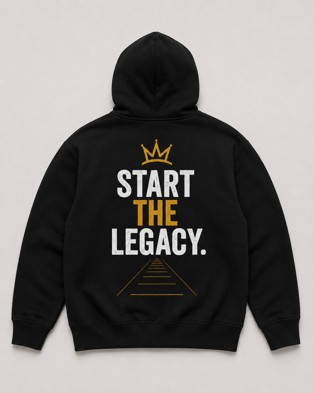 Start the Legacy - Foundation Black heavyweight hoodie, back view