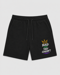 Build What They Couldn't - Foundation Black fleece shorts, leg graphic